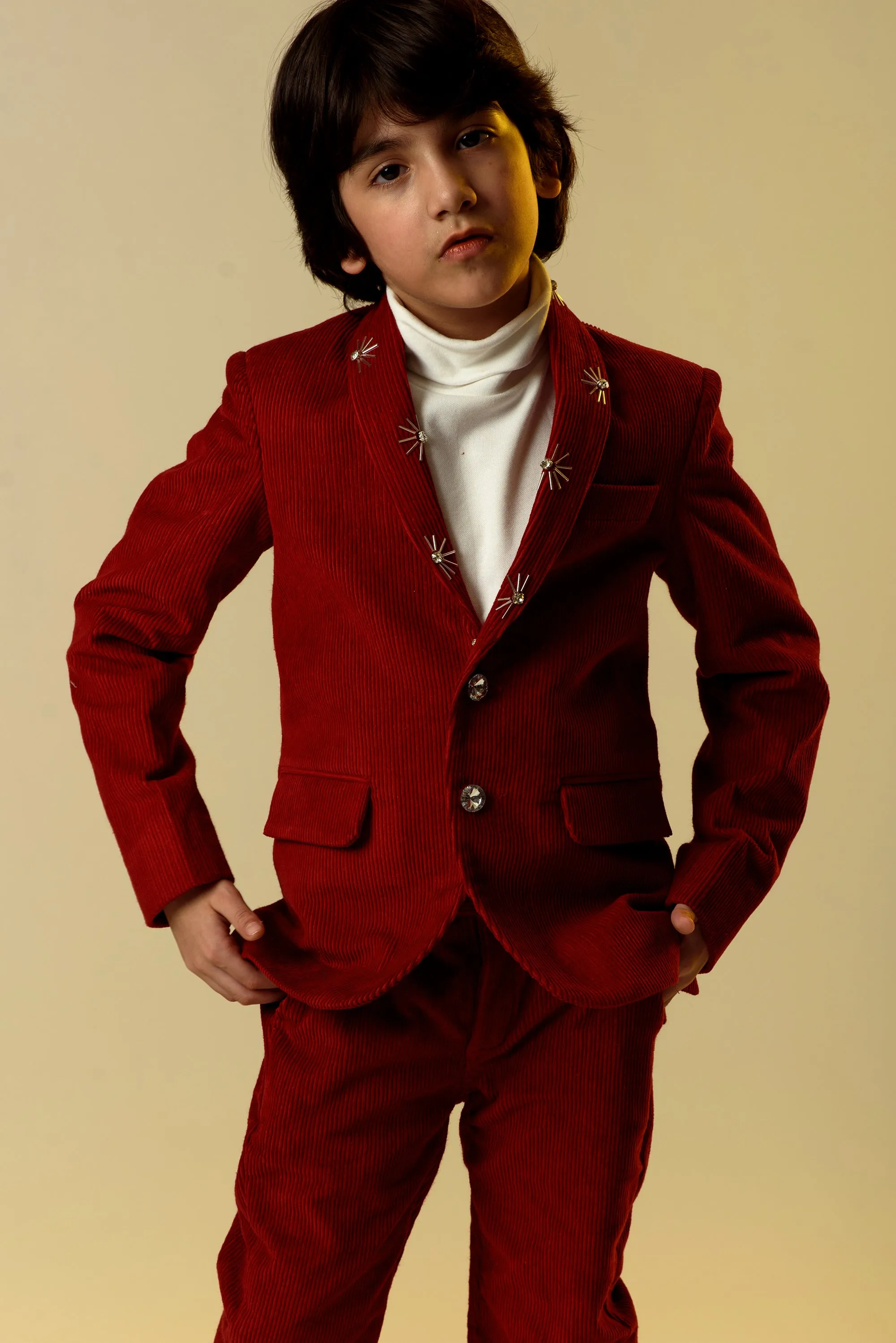 Joyette Charmer- Organic Corduroy Blazer & Trousers Set For Boys