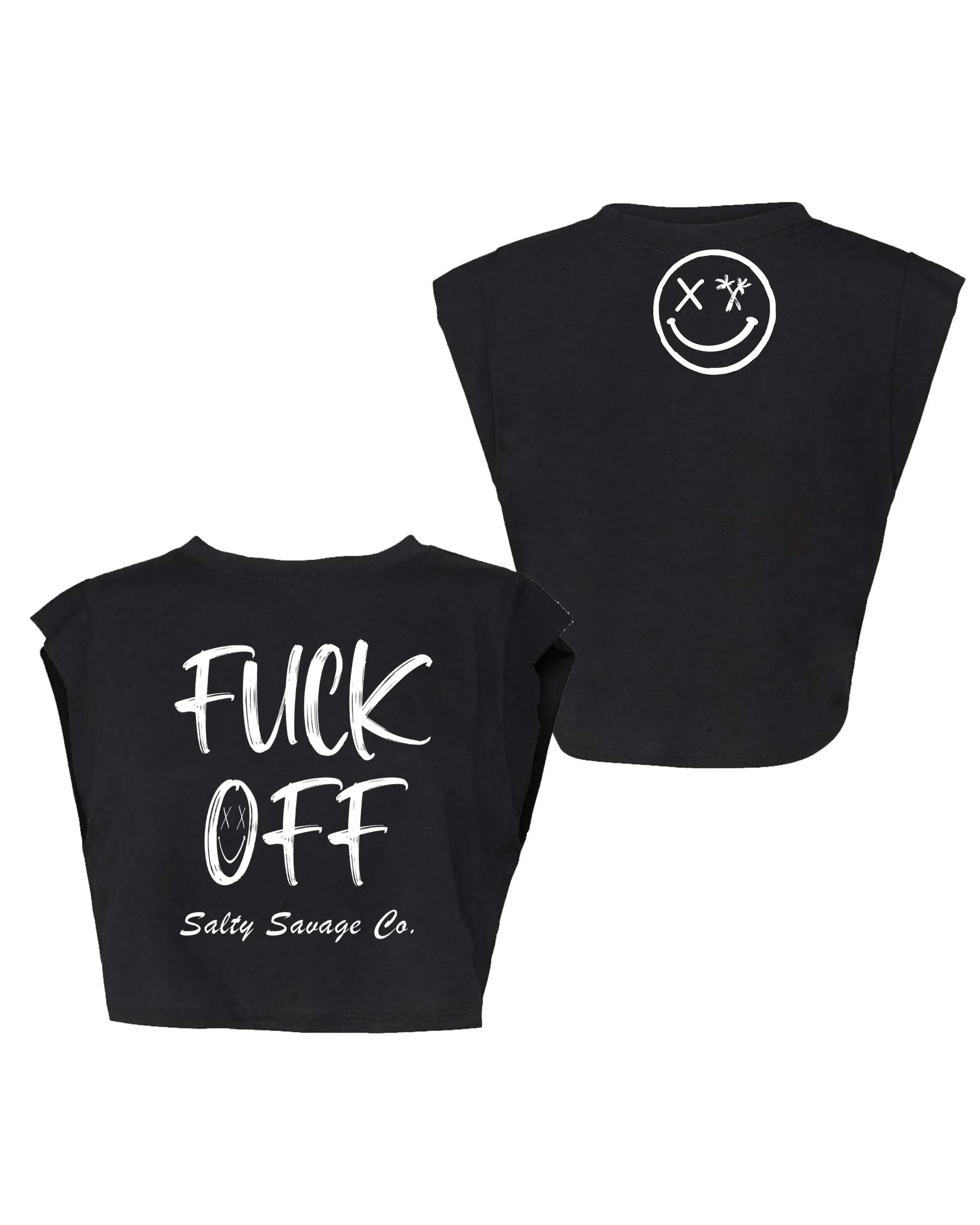 Ladies “Fuck Off” Cropped Muscle Tank