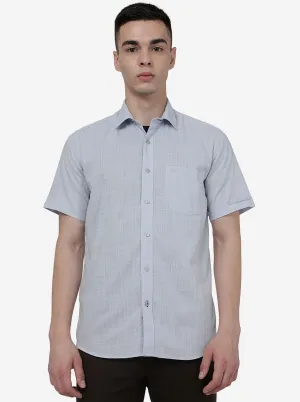 Light Blue Checked Slim Fit Semi Casual Shirt | JadeBlue