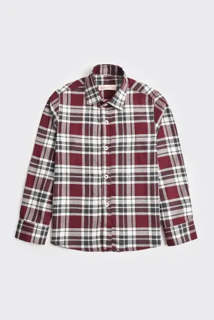 Maroon Checked Flannel Casual Shirt