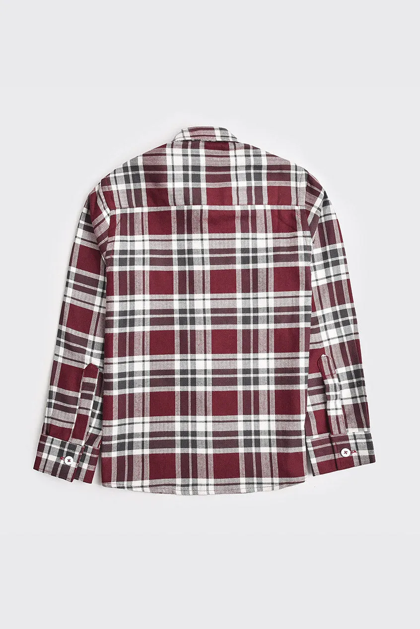 Maroon Checked Flannel Casual Shirt