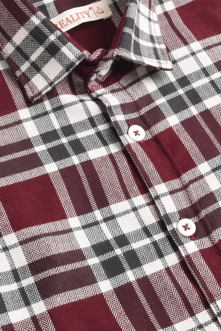 Maroon Checked Flannel Casual Shirt