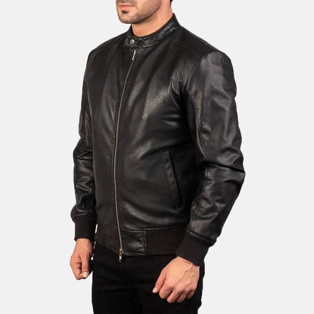 Mens Genuine Leather Bomber Jacket