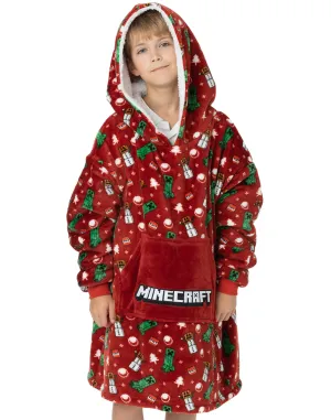 Minecraft Kids Christmas Oversized Blanket Hoodie