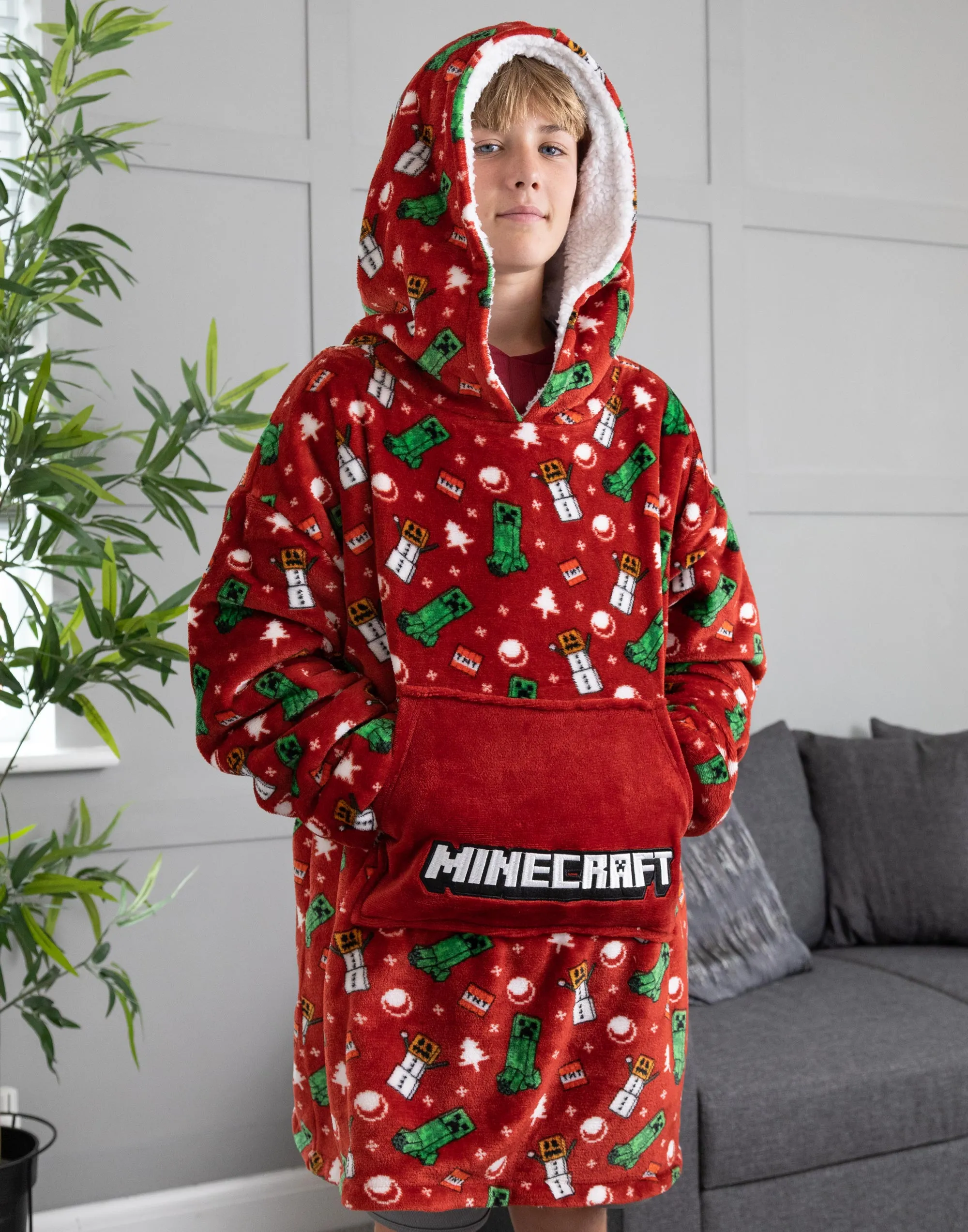 Minecraft Kids Christmas Oversized Blanket Hoodie