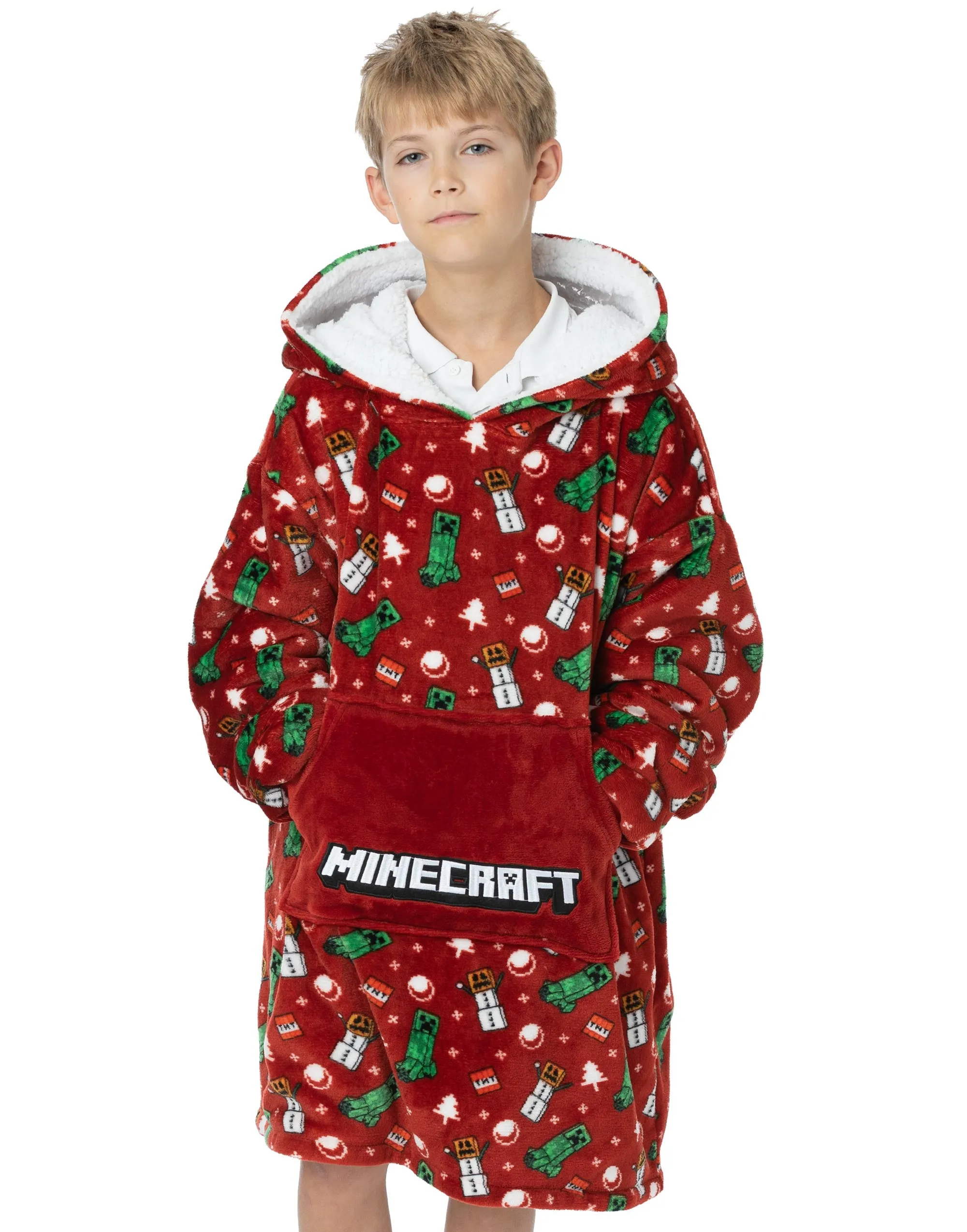 Minecraft Kids Christmas Oversized Blanket Hoodie