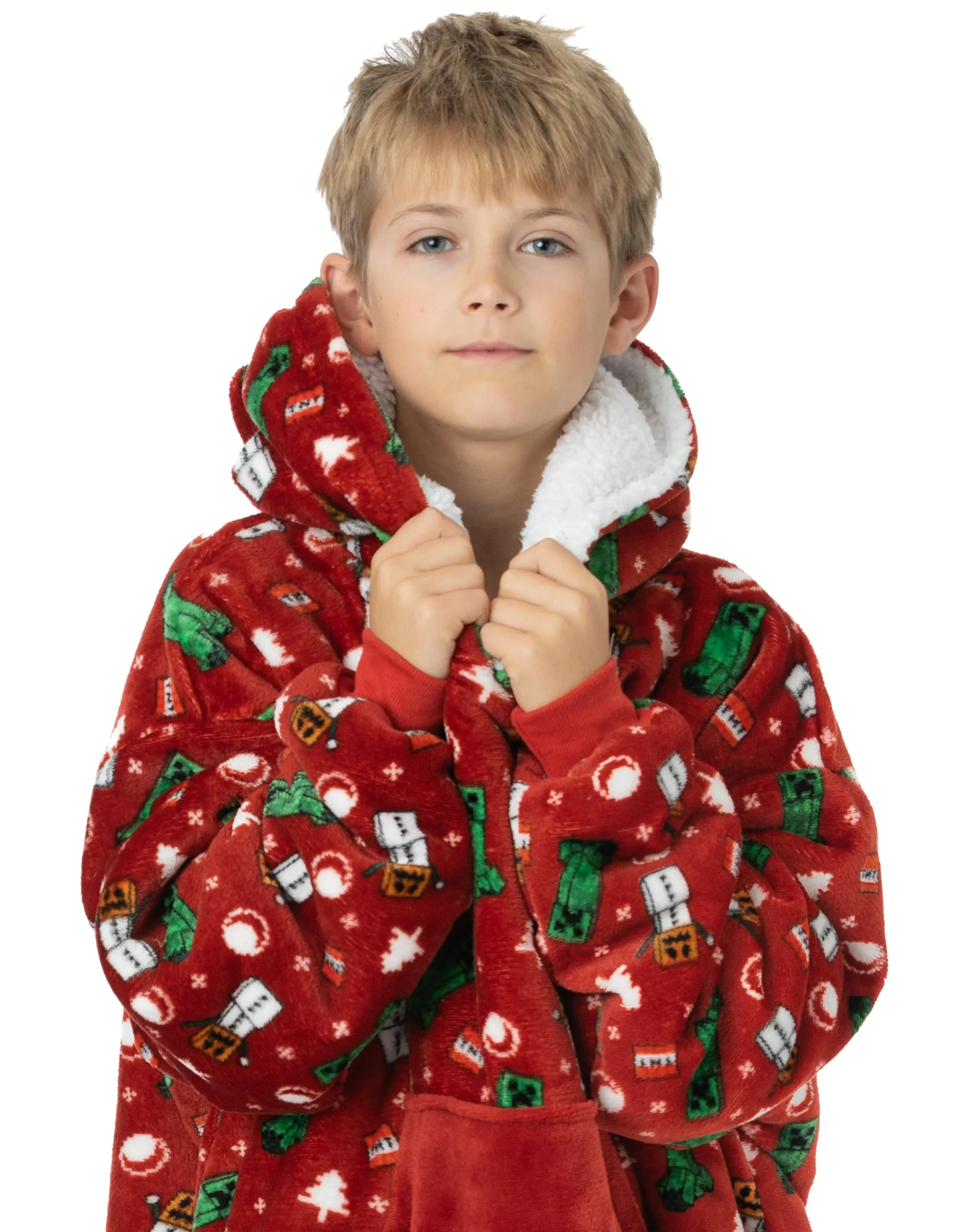 Minecraft Kids Christmas Oversized Blanket Hoodie