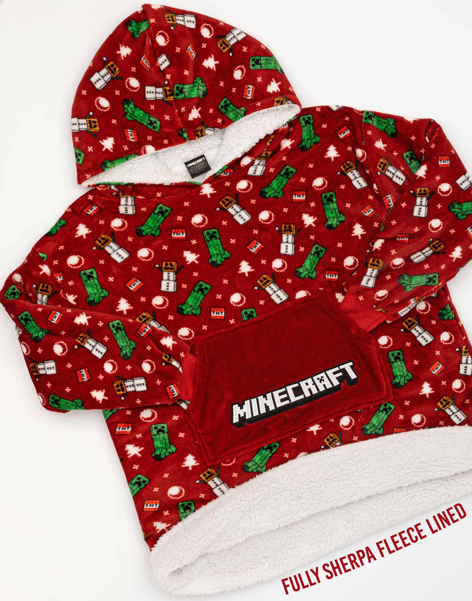 Minecraft Kids Christmas Oversized Blanket Hoodie