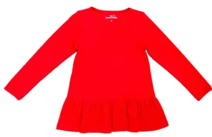 Peggie Peplum Knit Top- Red