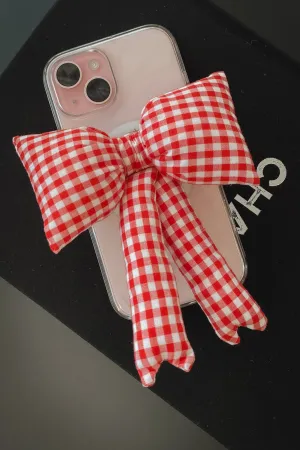 Pose And Pop Plaid Red Bow Pop Socket