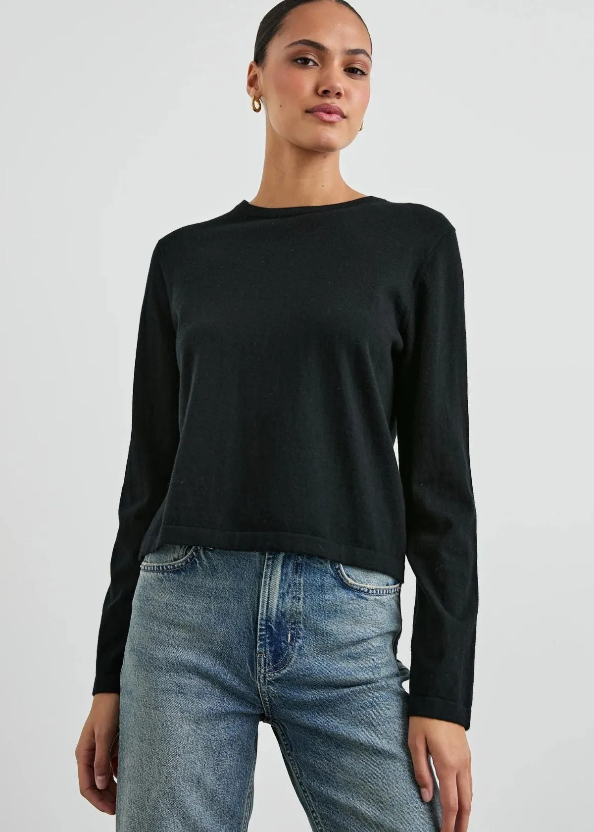 RAILS Cotton Cashmere Long Sleeve Tee - Black