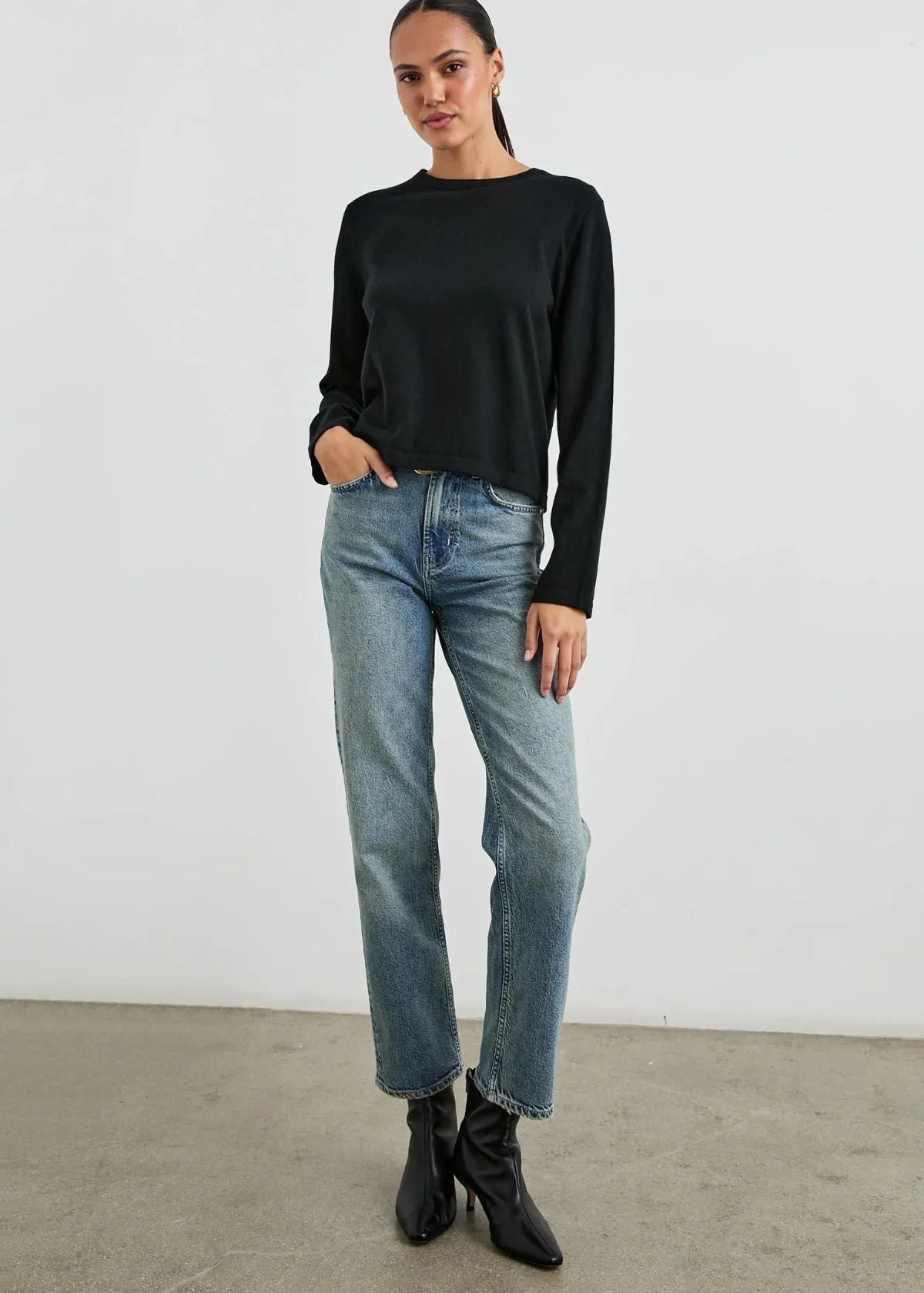 RAILS Cotton Cashmere Long Sleeve Tee - Black