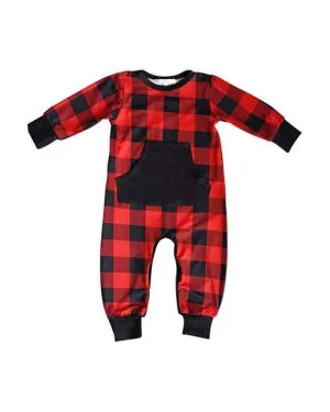 Red & Black Plaid Jumpsuit Romper