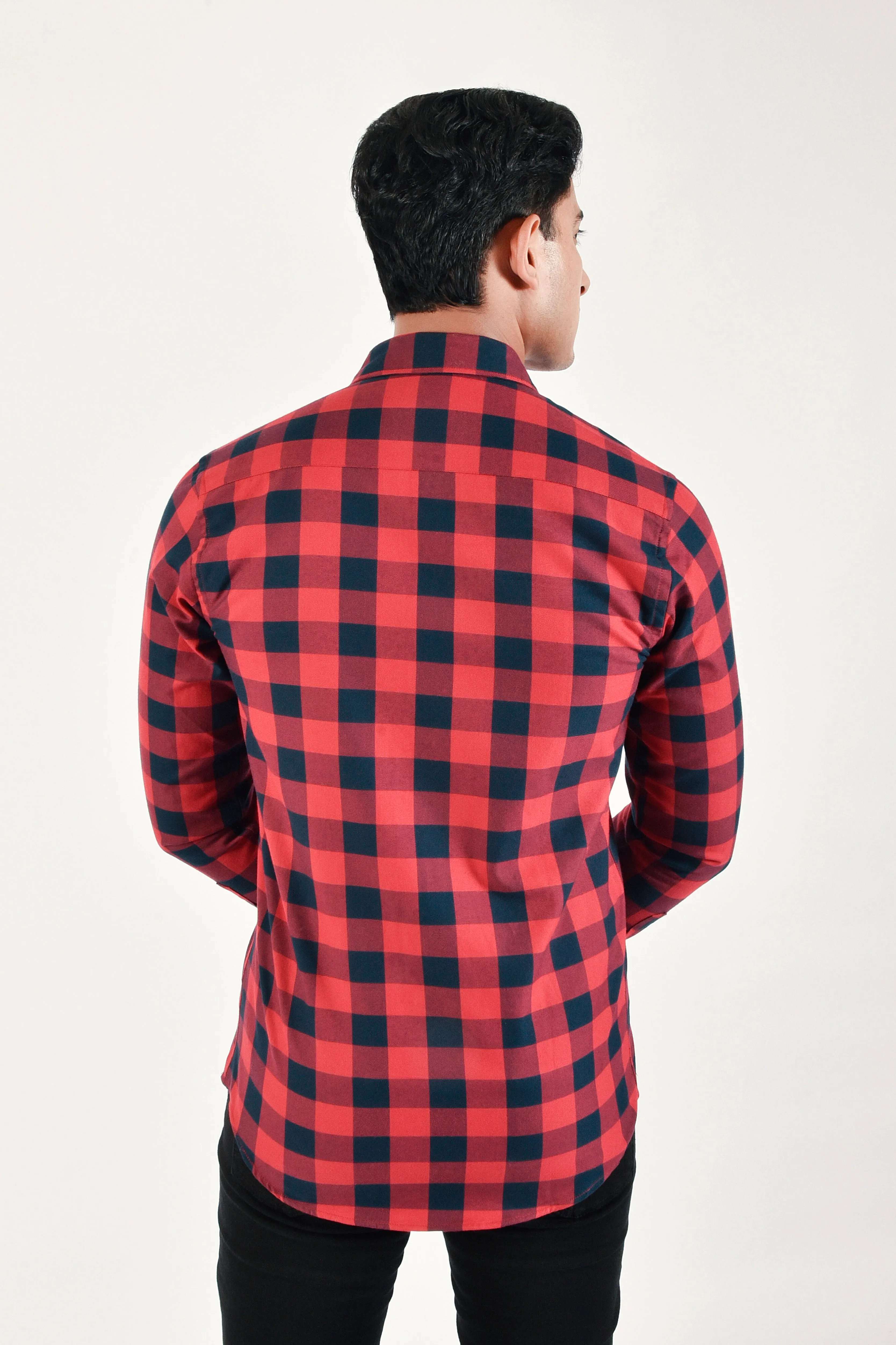 Red Checked Flannel Casual Shirt