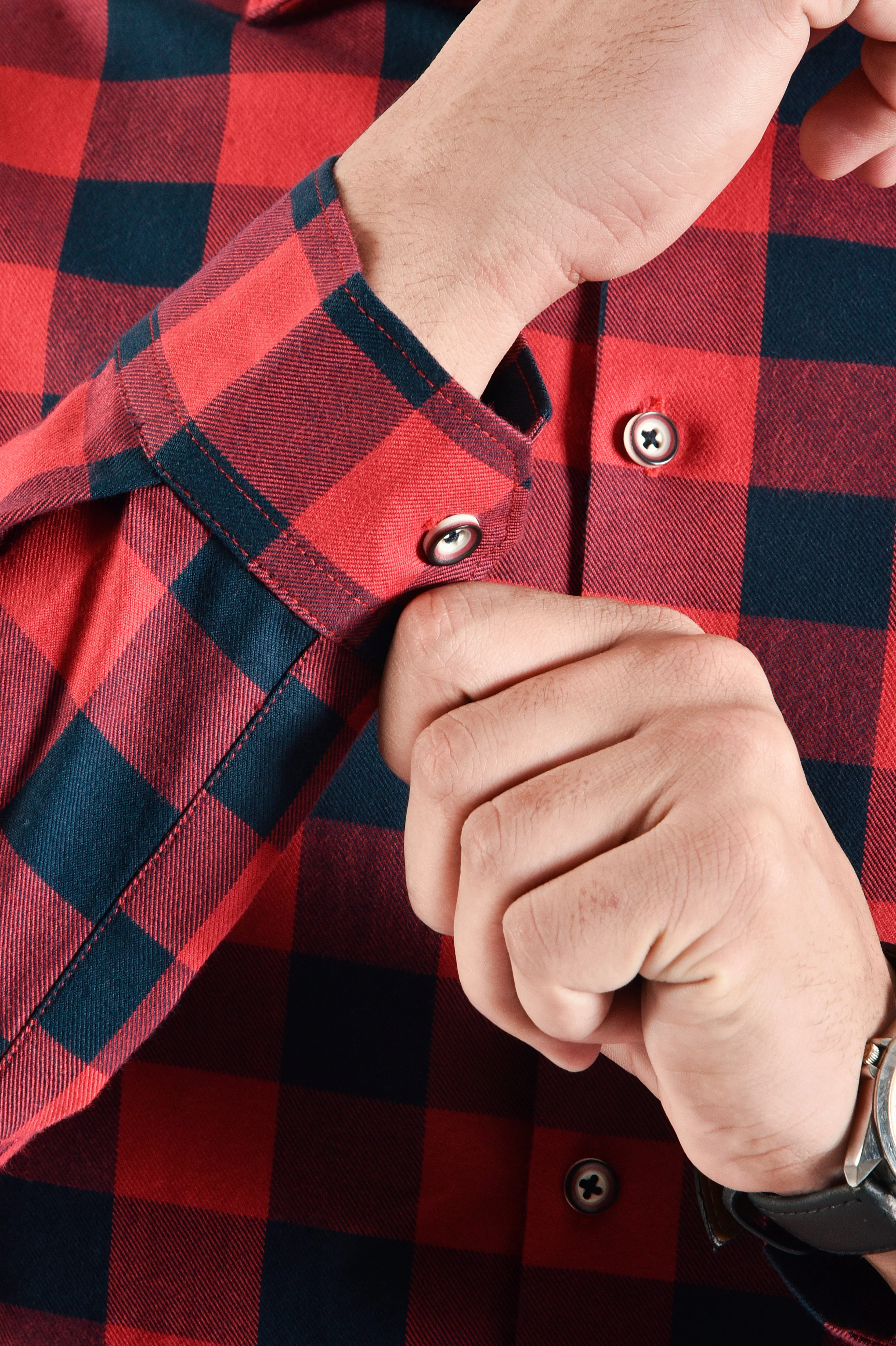 Red Checked Flannel Casual Shirt