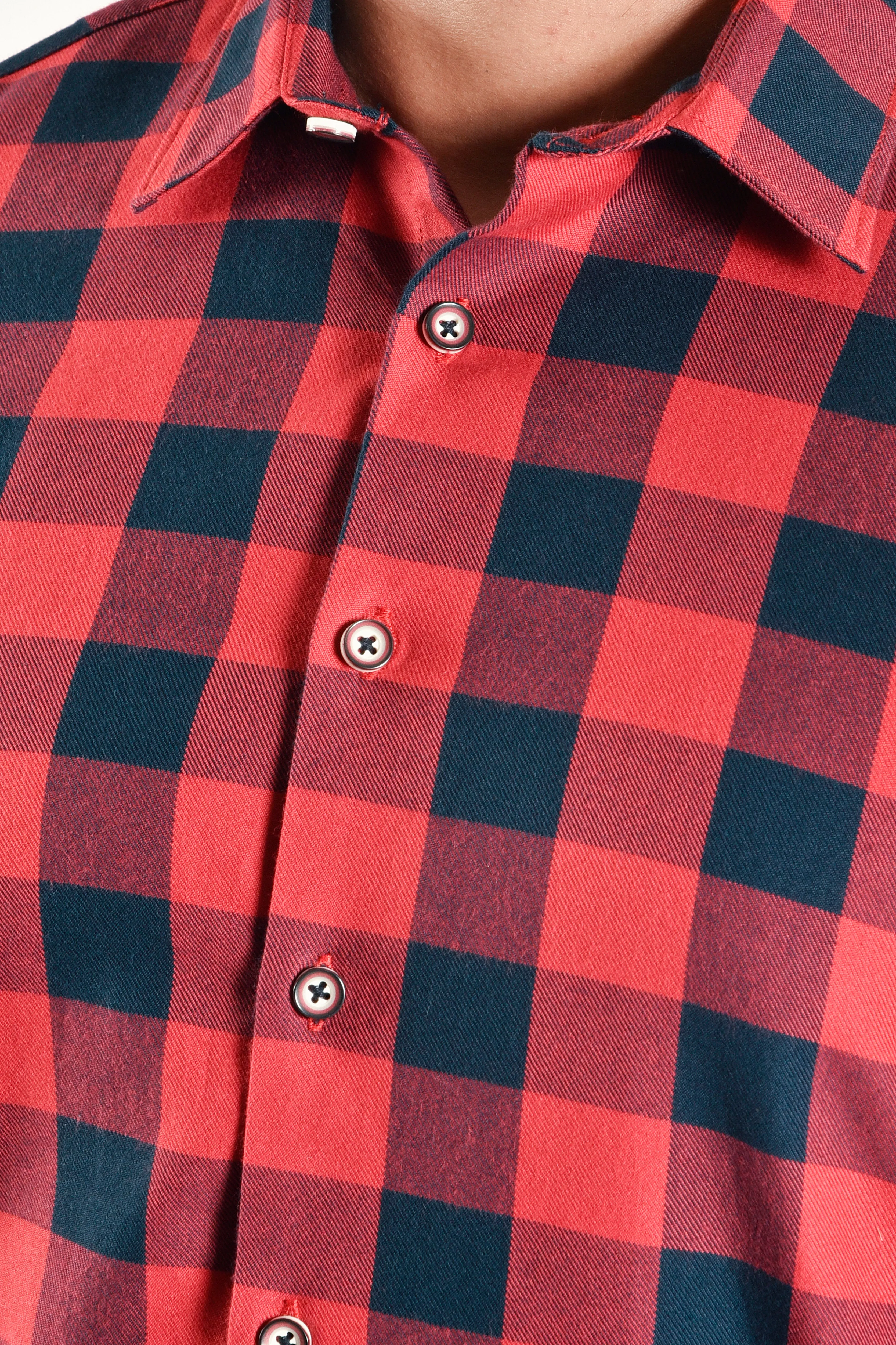 Red Checked Flannel Casual Shirt