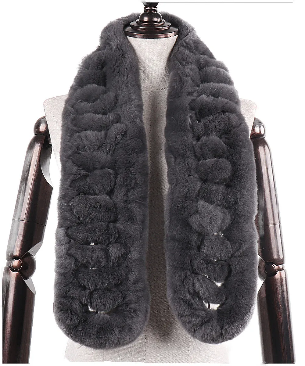 Rex rabbit fur scarf woven fur scarf long thick warm double-sided wool autumn and winter ladies