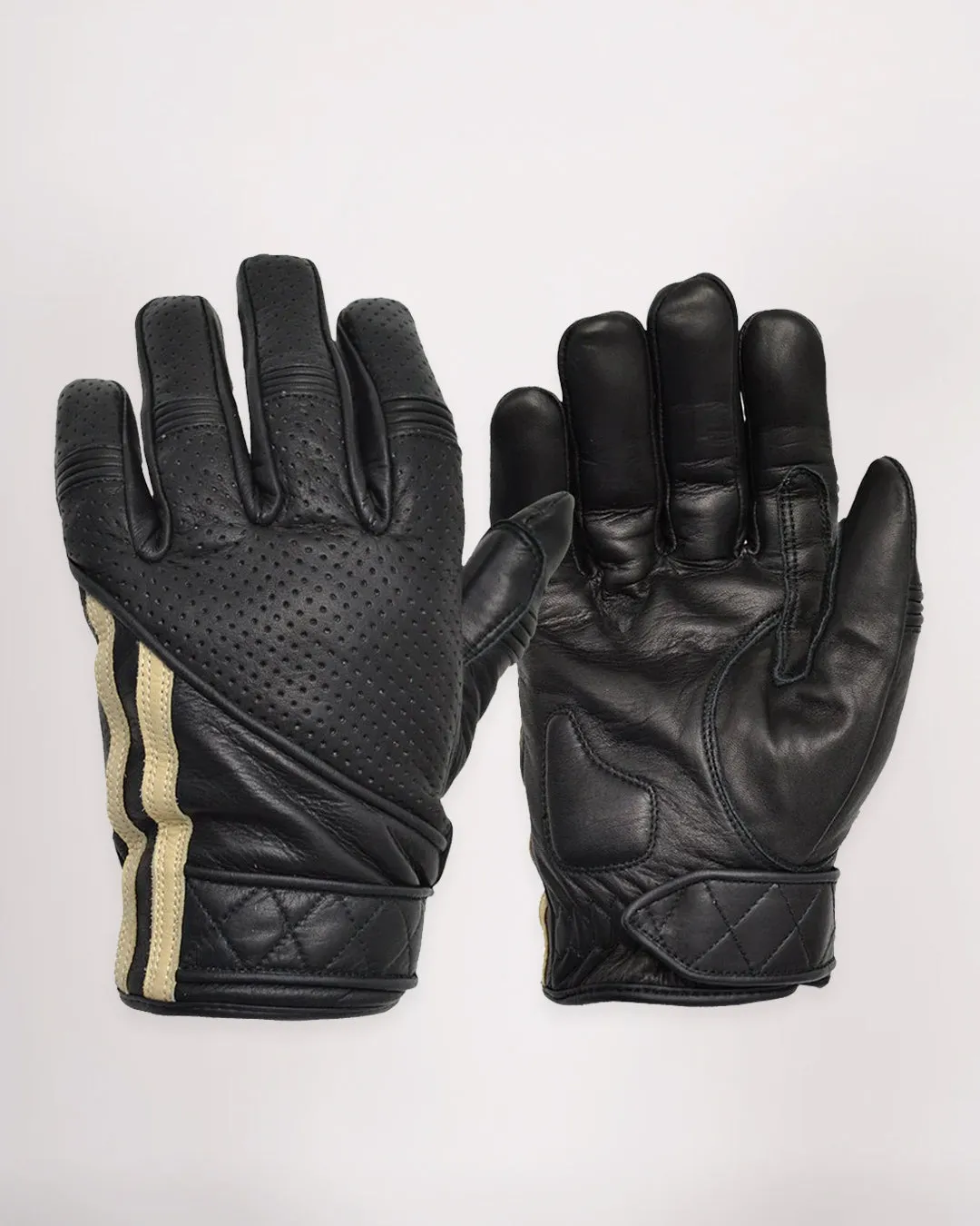 Short Racing Stripe Cafe Racer Gloves