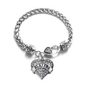 Silver Blazers Pave Heart Charm Braided Bracelet