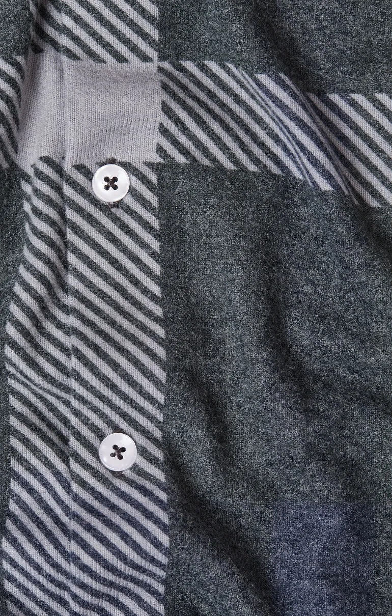 STONE ROSE - CHARCOAL JUMBO PLAID JERSEY SHIRT