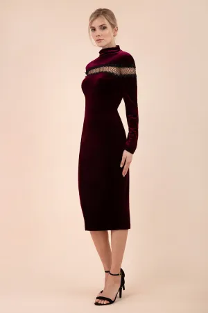 Trocadero Long Sleeve Velvet Pencil Dress