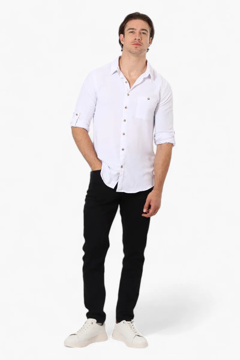 Urbanology Button Up Roll Up Sleeve Casual Shirt - White