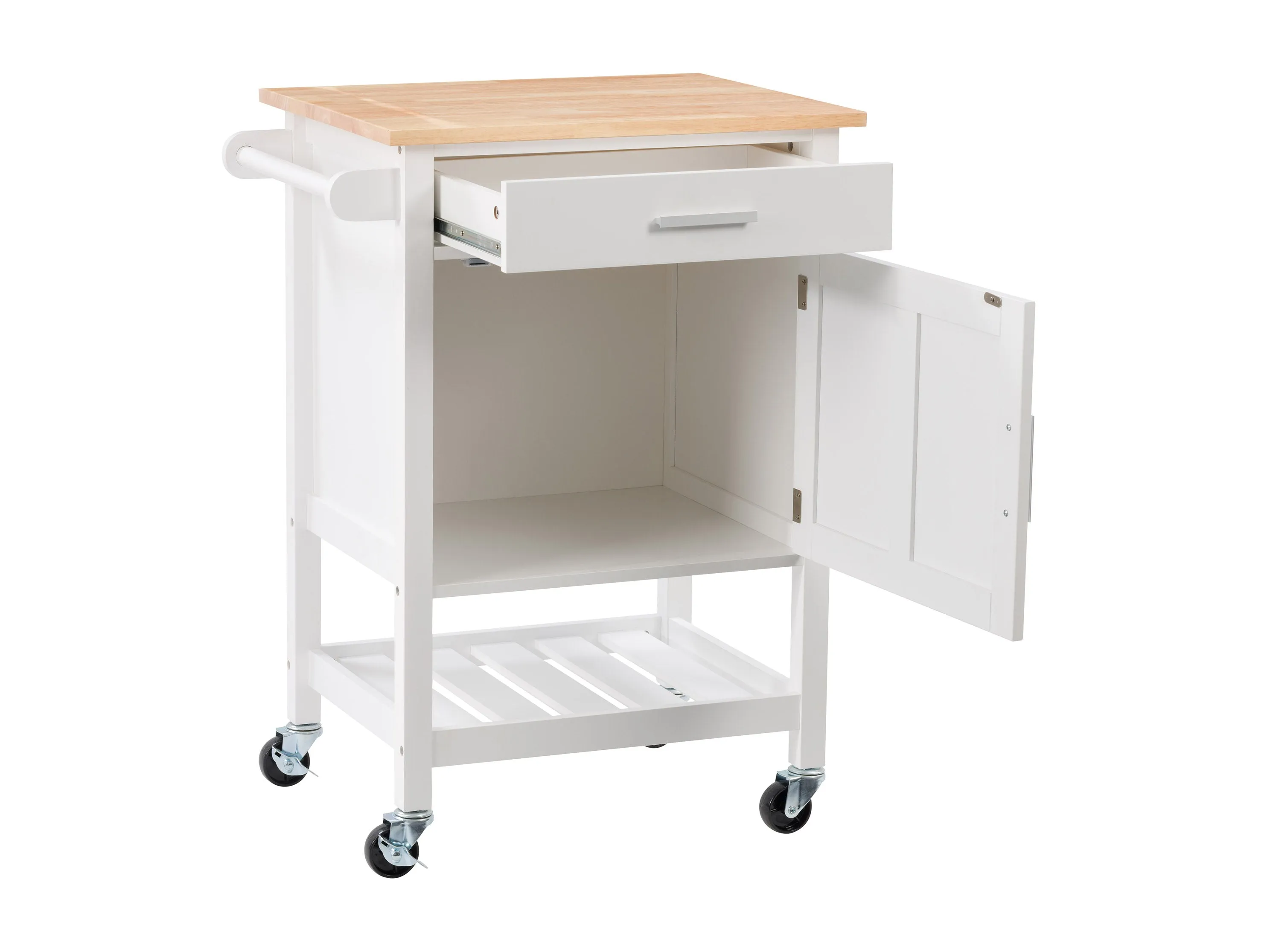 White Kitchen Cart on Wheels