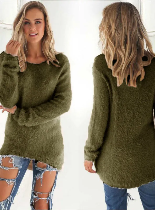 Women's O-Neck Sweater Female Hedging Loose Pullover