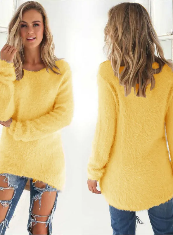 Women's O-Neck Sweater Female Hedging Loose Pullover