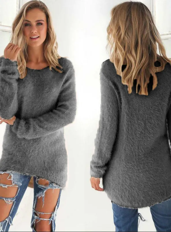 Women's O-Neck Sweater Female Hedging Loose Pullover