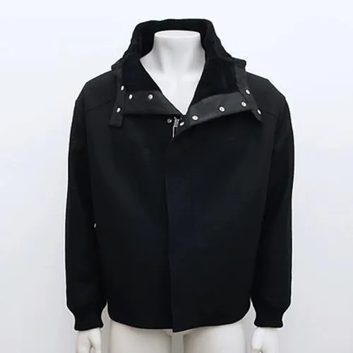 Wool Jacket With Leather Hood