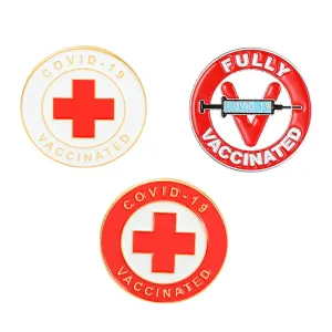 Yellow Chimes Combo of 3 PCs COVID-19 Vaccinated Lapel Pin Coronavirus Protection Identifier Combo Badge for Men and Women, Red, White, Medium