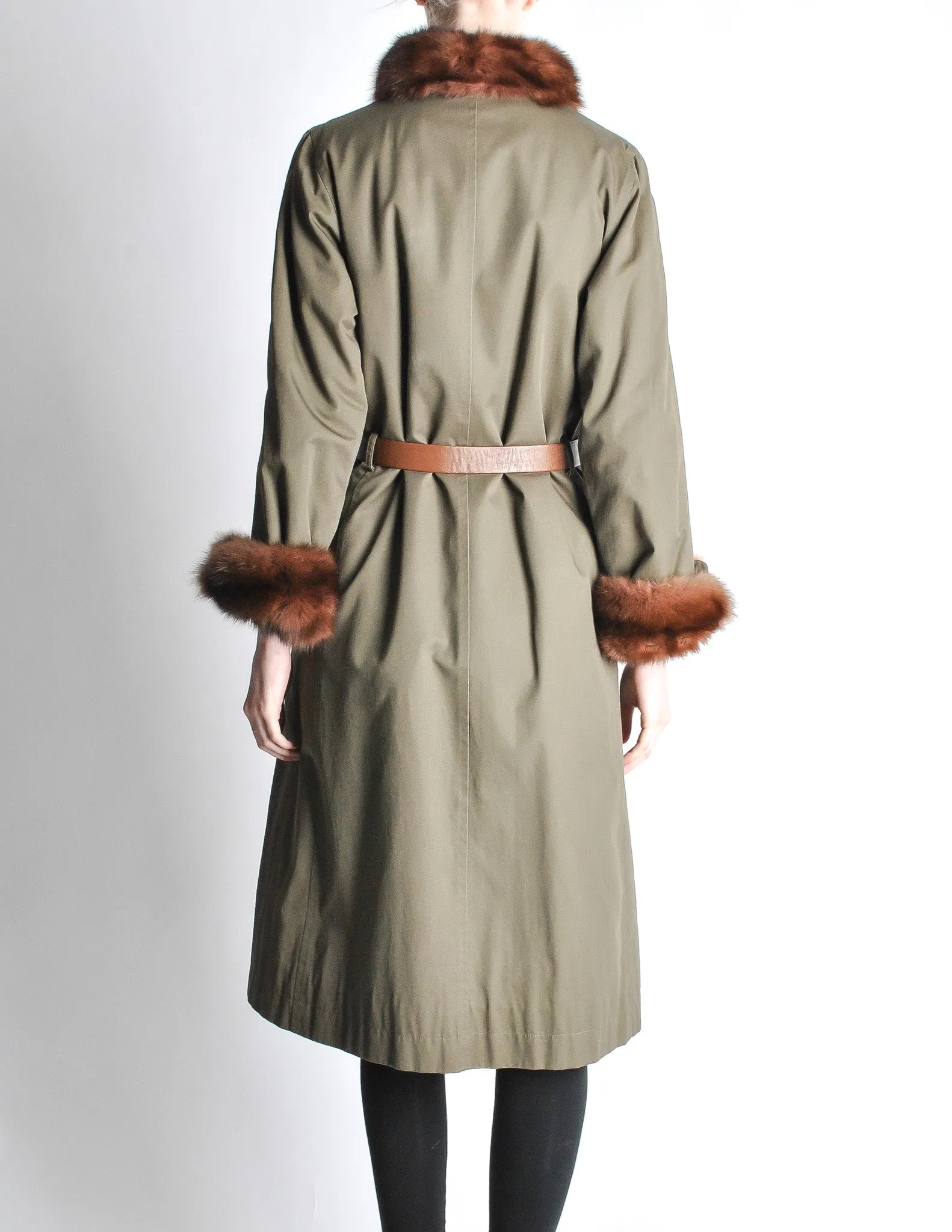 Yves Saint Laurent Vintage Green Mink and Sheared Beaver Coat